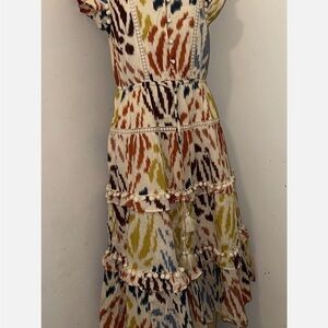 Point Sur J.Crew 100% Cotton Ikat Flutter Sleeve Midi Dress NWT Sz 14